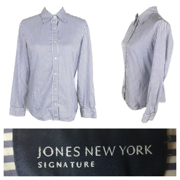 Jones New York Tops - * Jones New York button down blue striped large